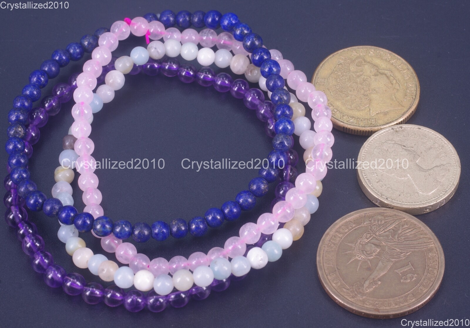 Handmade 4mm AAA Natural Gemstone Round Beads Stretchy Bracelet Healing Reiki 7″