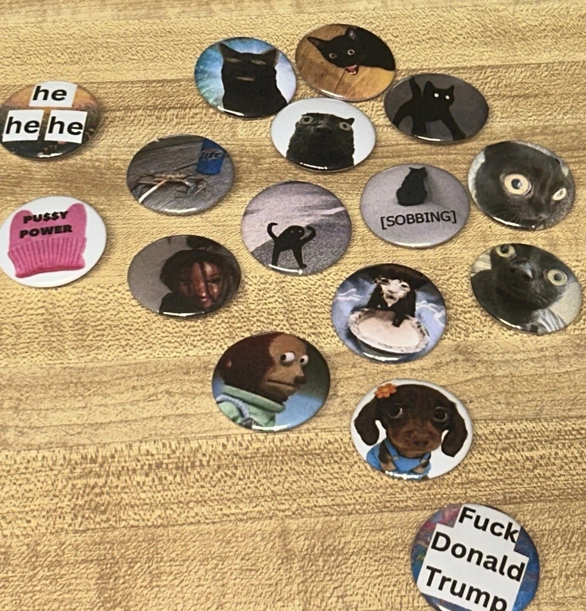 Set Of 15 Pins Pinback Buttons Badges Pack Alt Punk Protest Accessory Black Cat