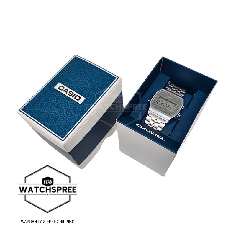 Casio (Japan Made) Digital Vintage Style Stainless Steel Band Watch A159WEVJ-7