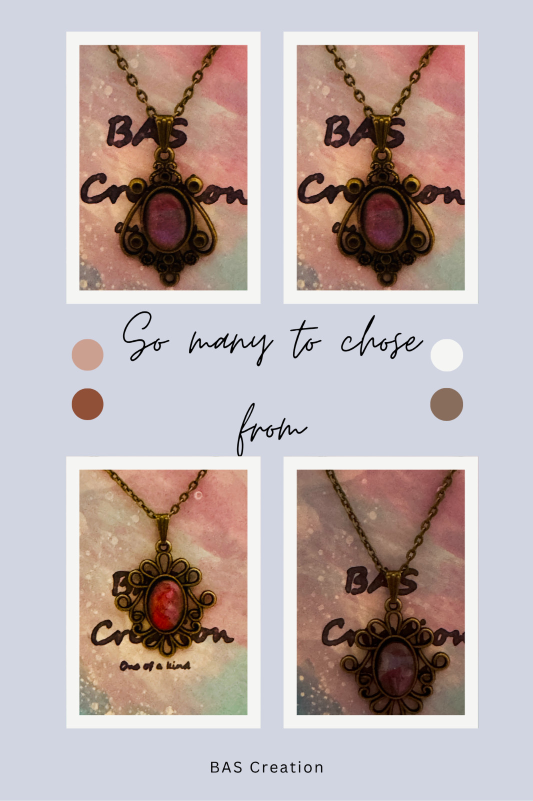 Bronze Filigree Cabochon Pendant One of a kind Hand-Painted by a local Artist Me