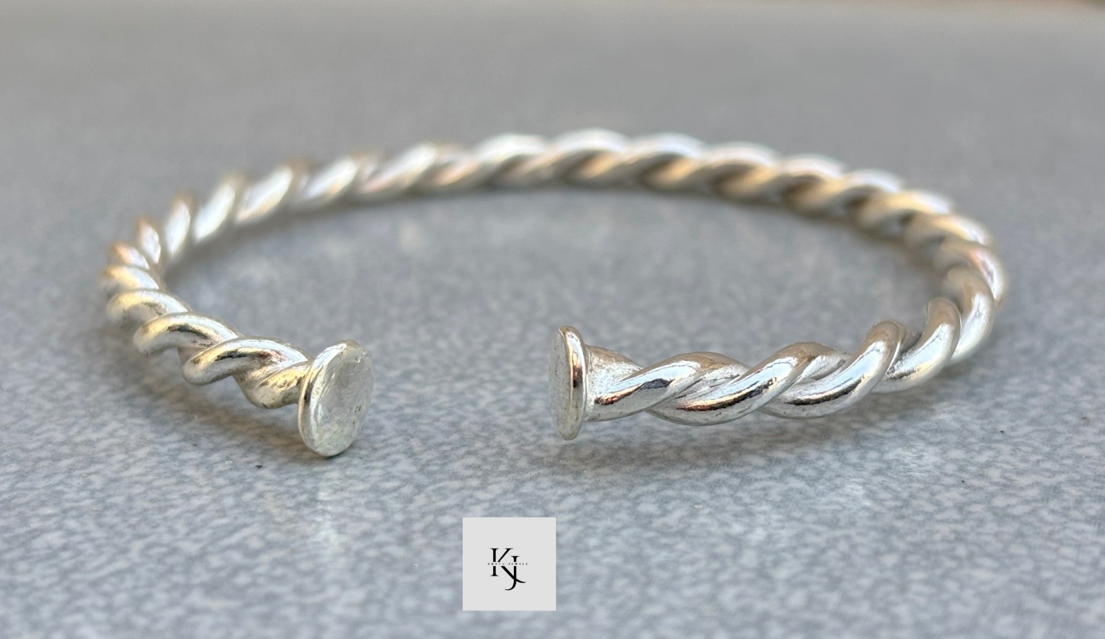 Twisted Open Cuff Handmade Bangle 925 Sterling Silver Statement Chunky Bangle KJ