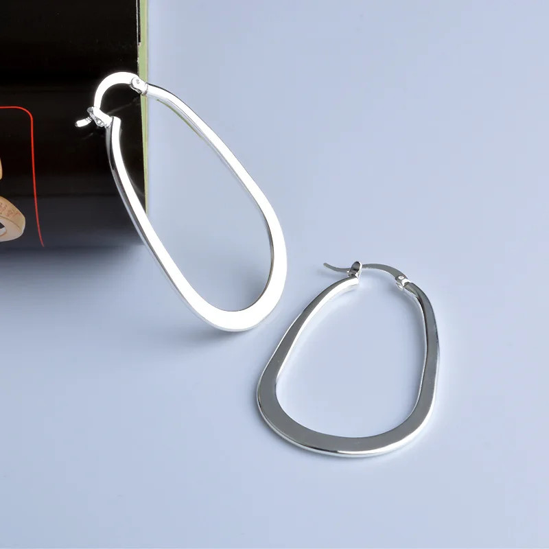 Brand New 925 Sterling Silver Earrings U-Shaped Glossy Simple Earrings, Women’s