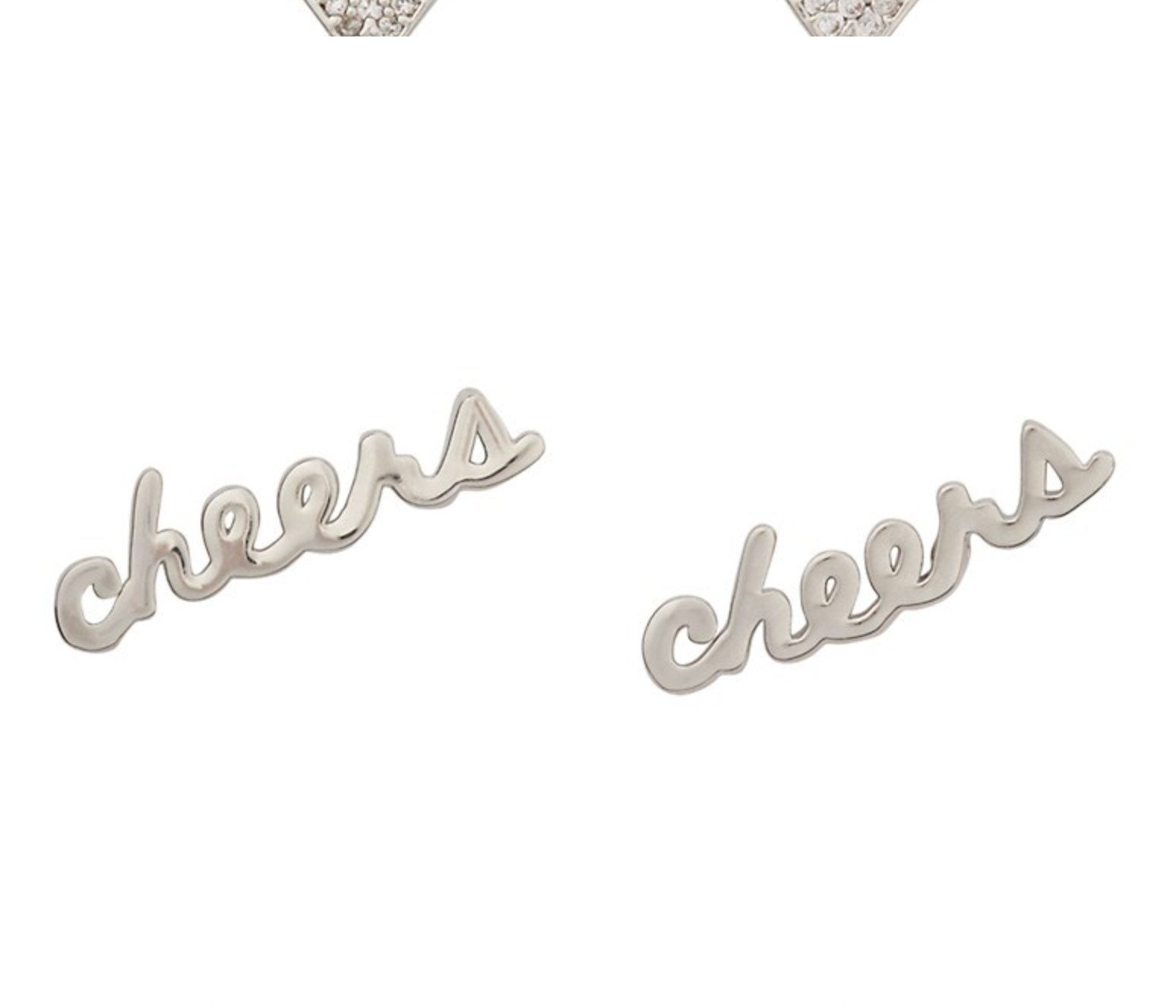 BRAND NEW KATE SPADE NEW YORK SILVER-TONE CHEERS STUD EARRINGS NWT