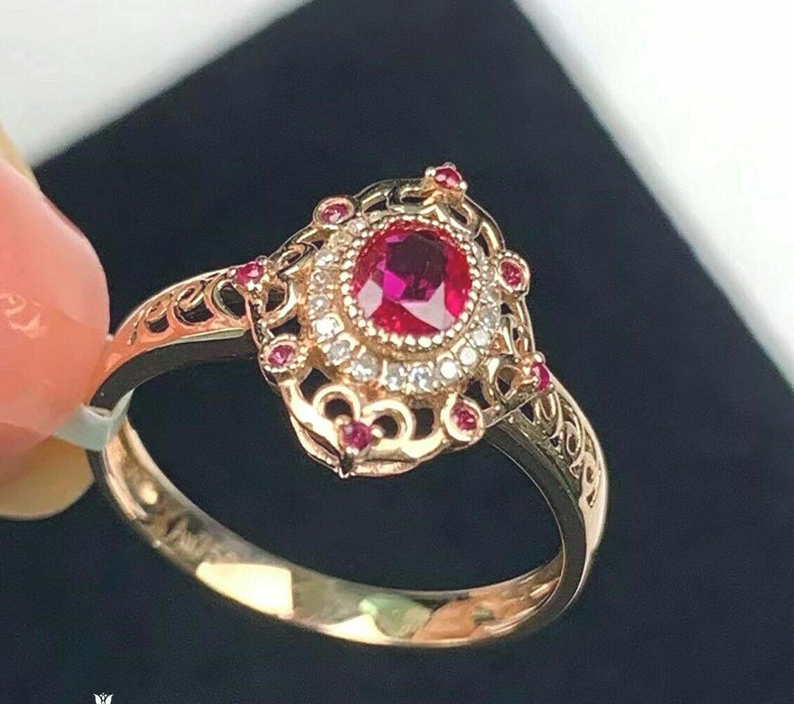 OpenWork Filigree Wedding Ring 14K Yellow Gold Over 1.70Ct Lab Created Ruby
