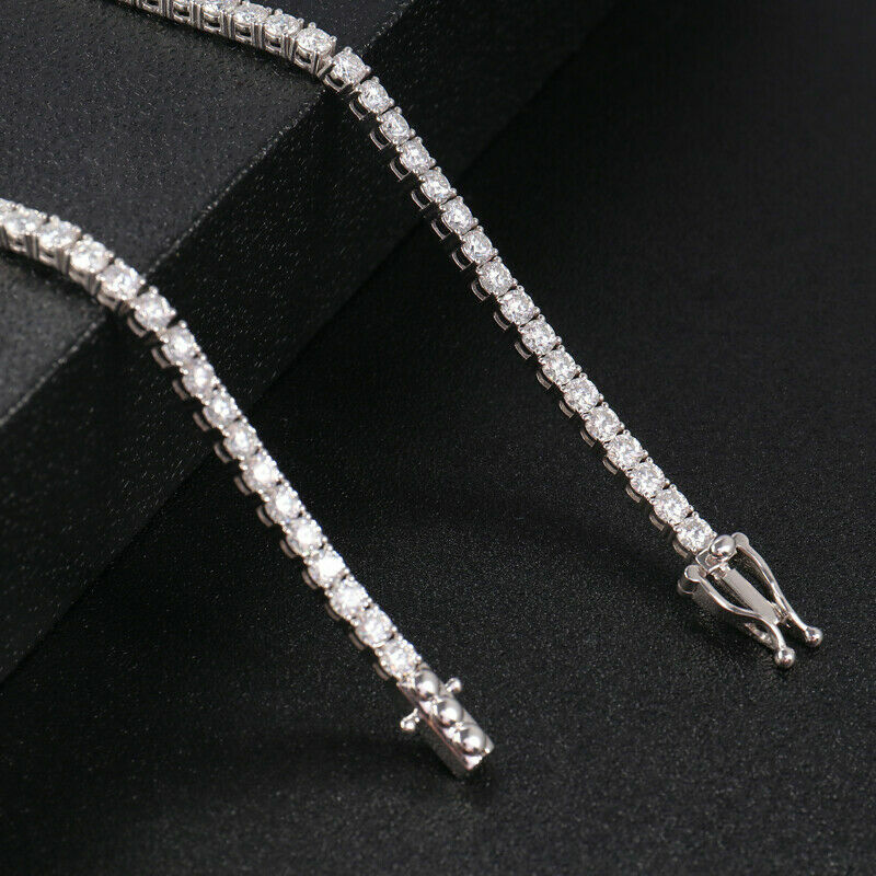 22Ct Simulated D/VVS1 Diamond Tennis Necklace Chain 925 Sterling Silver 20″ 3mm