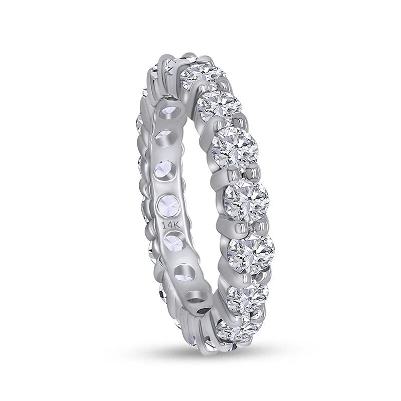 Certified Natural 0.90ct VS1 Round GH White Diamond Solid 14K White Gold Ring