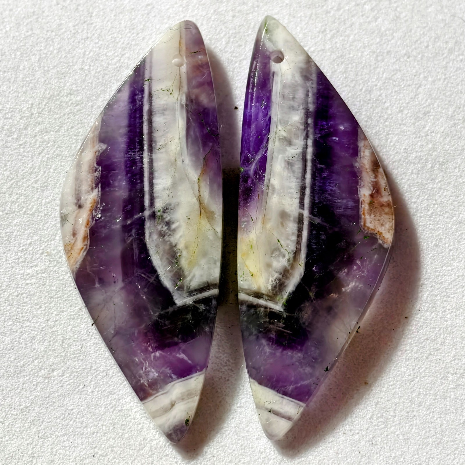 29 Cts Natural Amethyst Drilled Pair Cabochon Gemstone For Earrings 37.4X14.5 MM