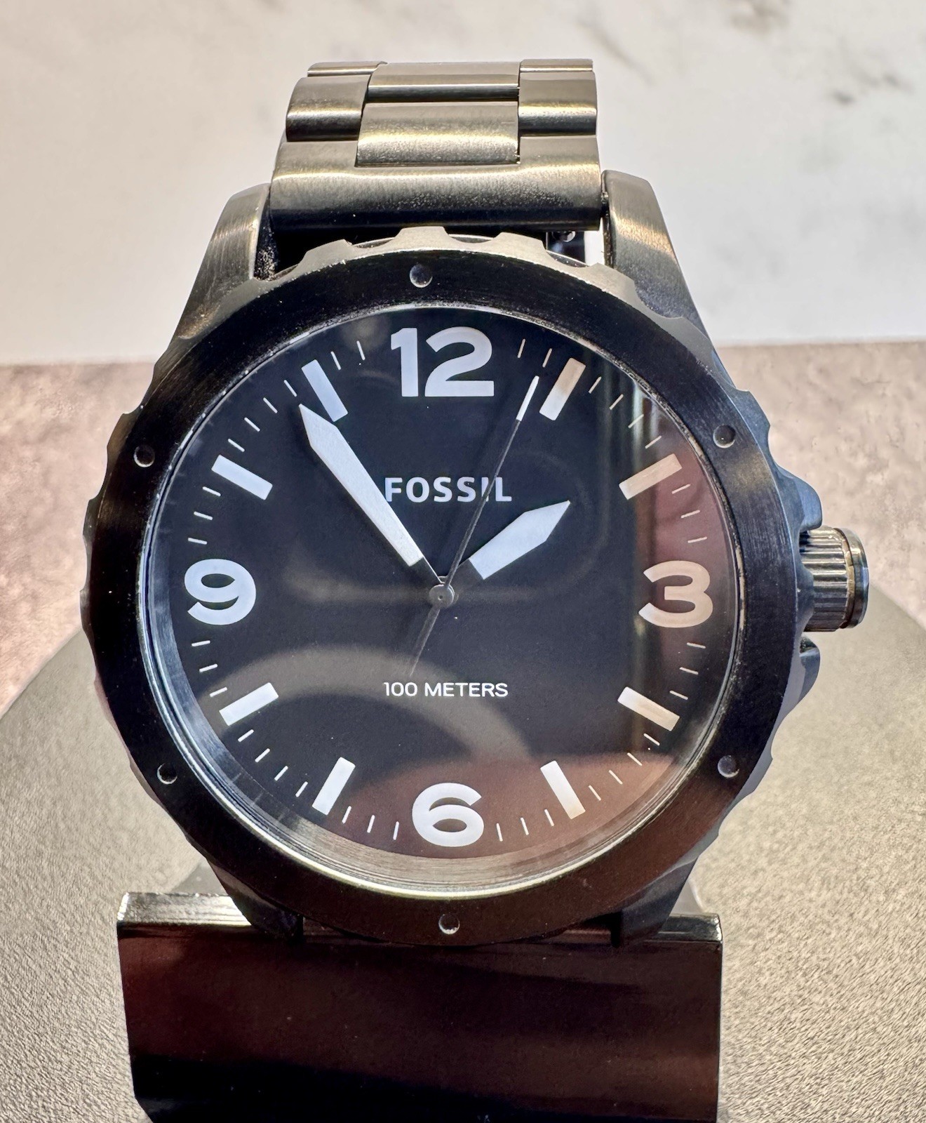 Fossil Nate JR1448 Men’s 45mm Black IP Stainless Steel Quartz Watch 100M
