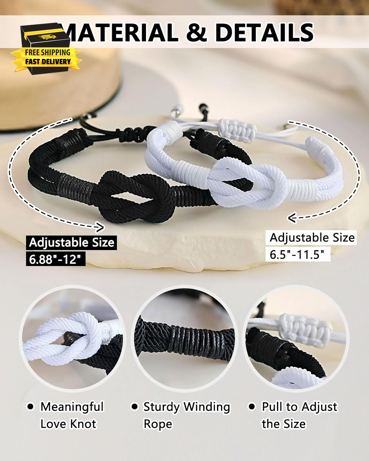 Pinky Promise Knot Bracelets, Couple Gifts Christmas Anniversary Valentines Men