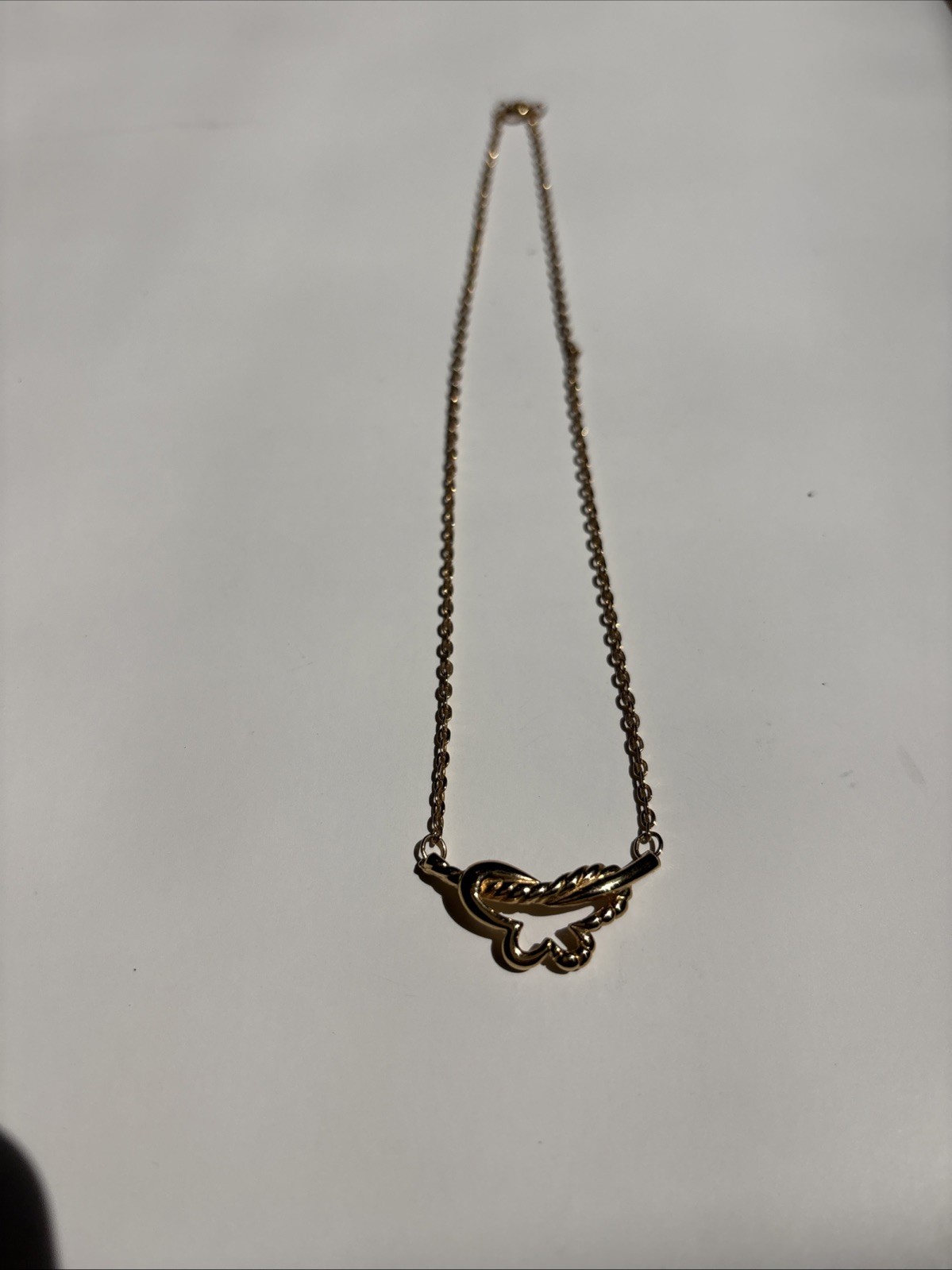 Gold Tone Open Butterfly Station Pendant Necklace Delicate Cable Chain Dainty
