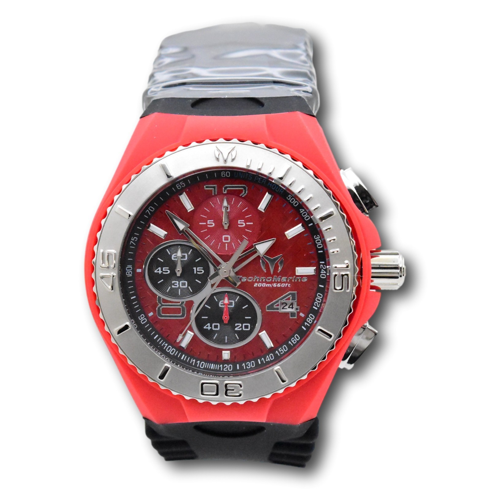 TechnoMarine Cruise JellyFish Men’s 46mm Red Weave Dial Chrono Watch TM-115113
