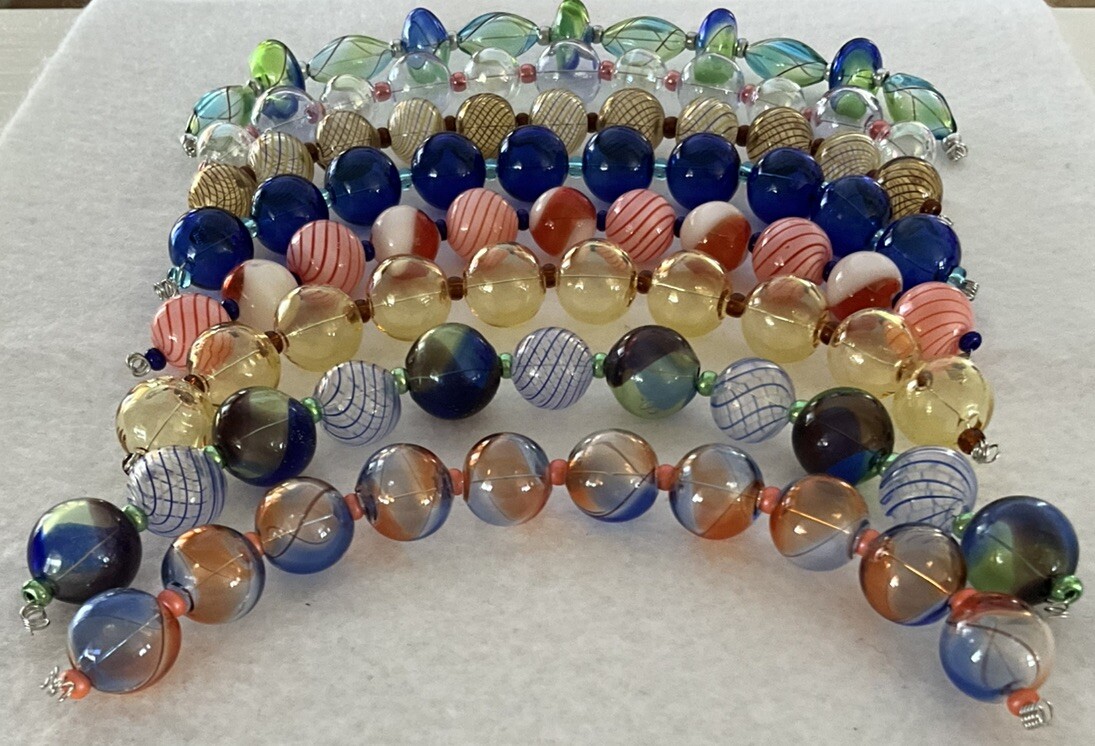 New Handblown LampWork Glass Bead Lot 12-18mm/8 Strands