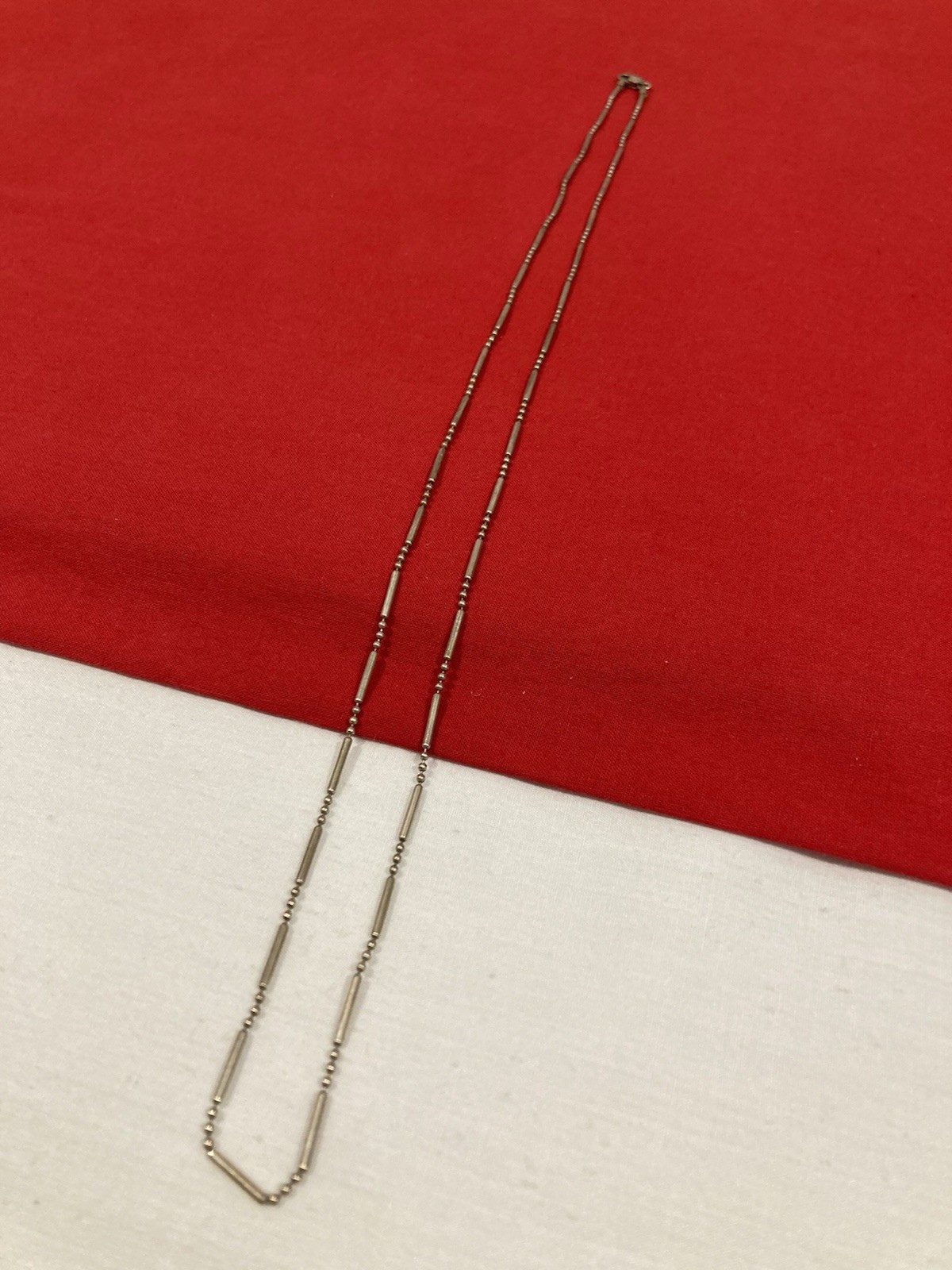 Vintage Signed 925 Sterling Silver Bead Ball Bar Rice Style Chain Necklace 24”