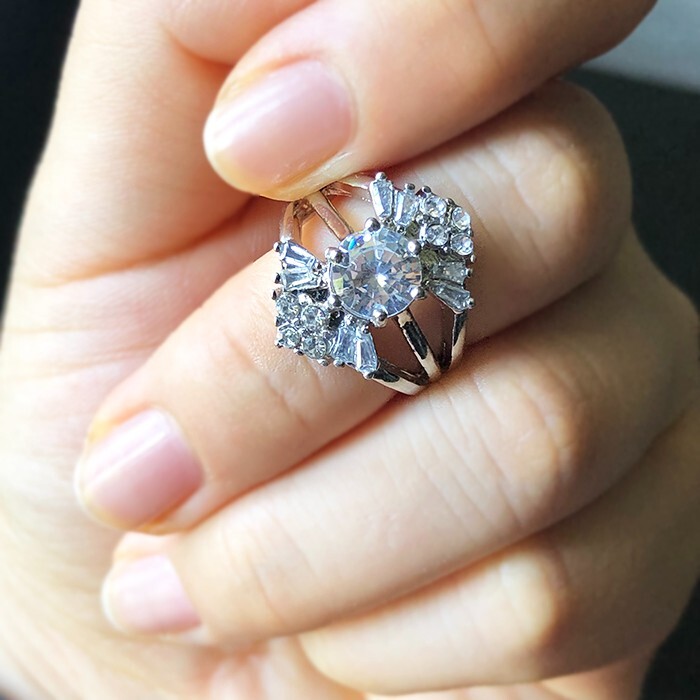 2 Ct Simulated Diamond Ring 925 Silver Plated Delicate Ring For Valentine Gifts