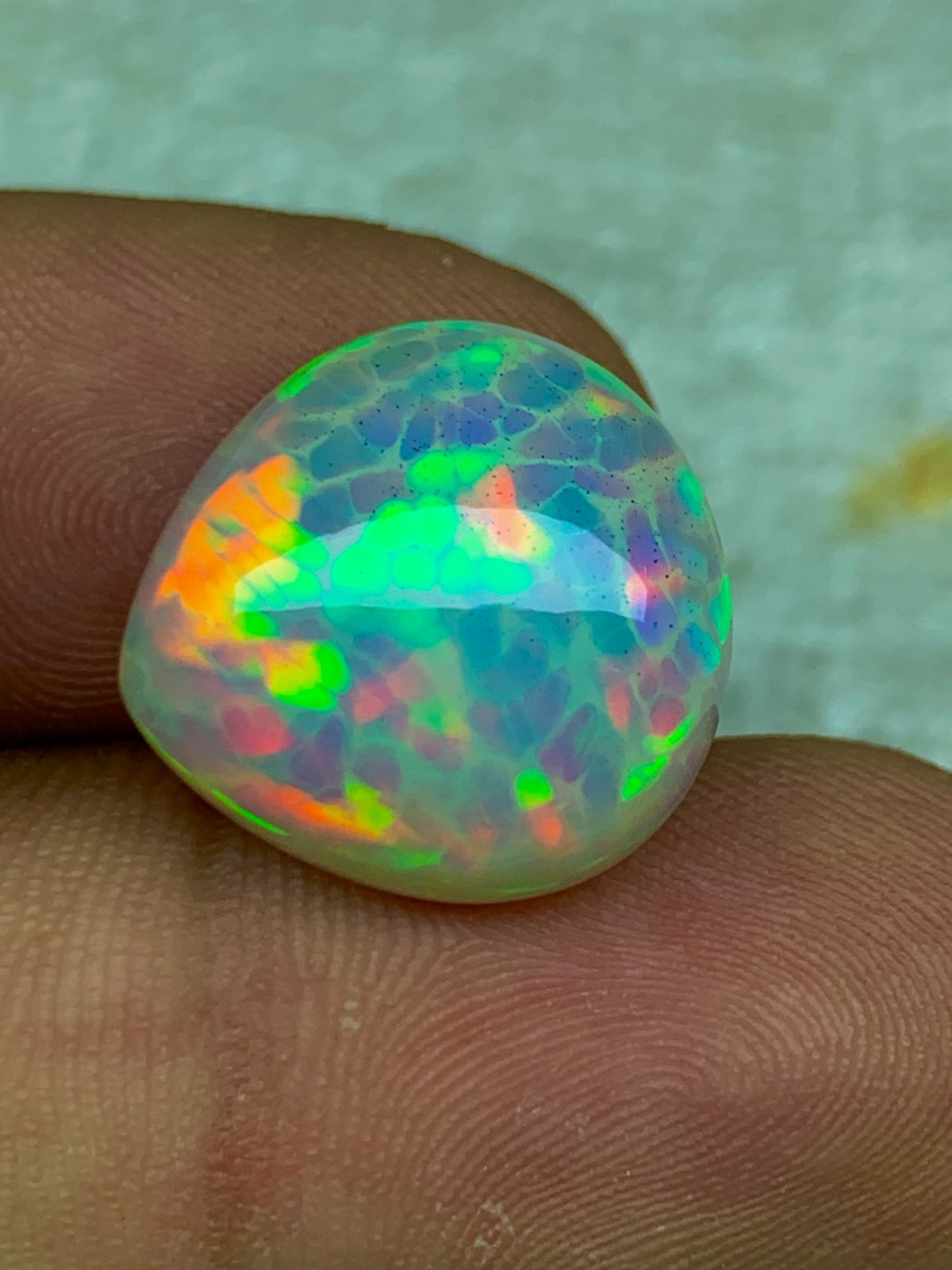 Natural Ethiopian Welo Opal 10.80crt Honeycomb Pattern Cabochon Loose Gemstone