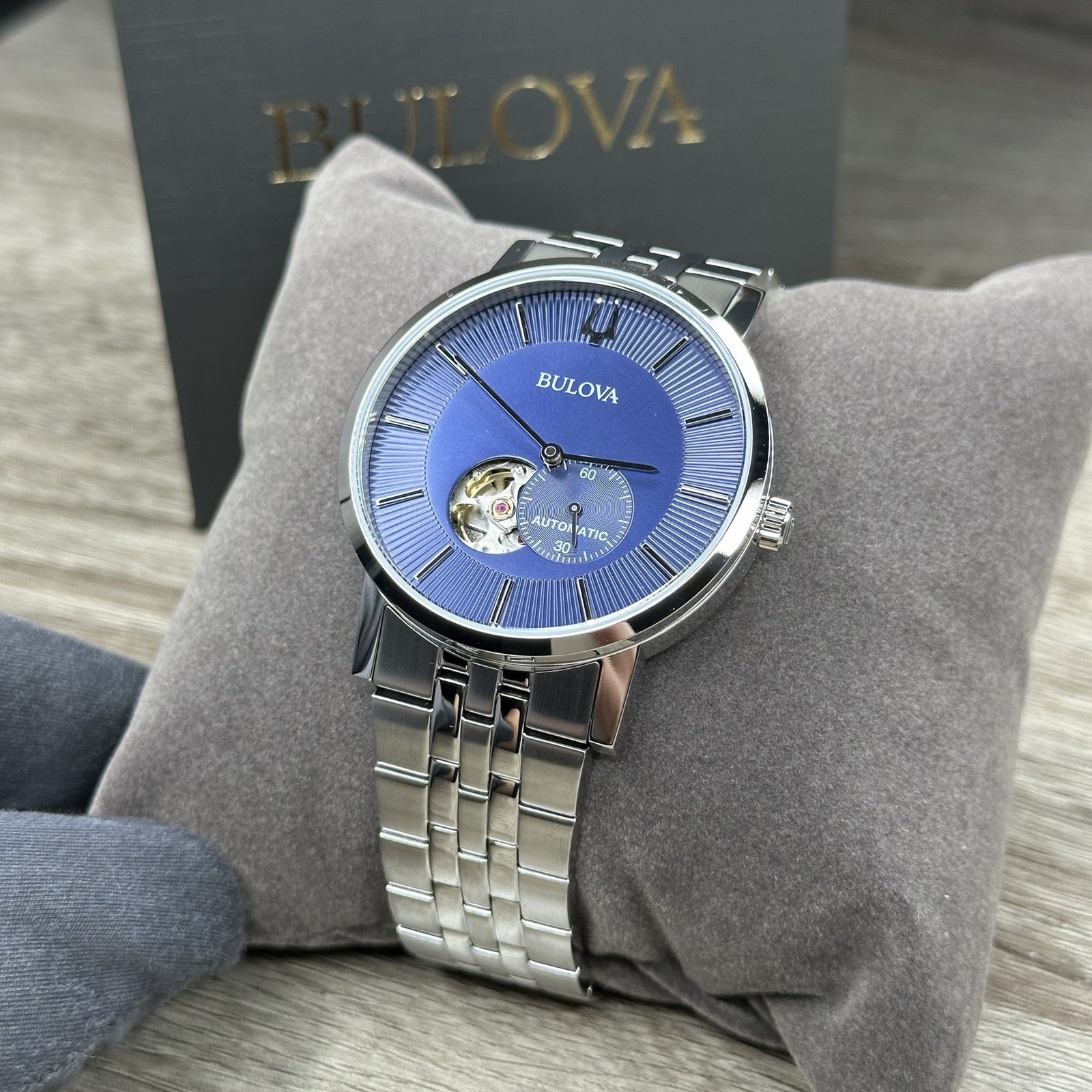 NEW✅AUTOMATIC✅ Bulova American Clipper Blue Dial Steel Men’s Watch 96A247 $450