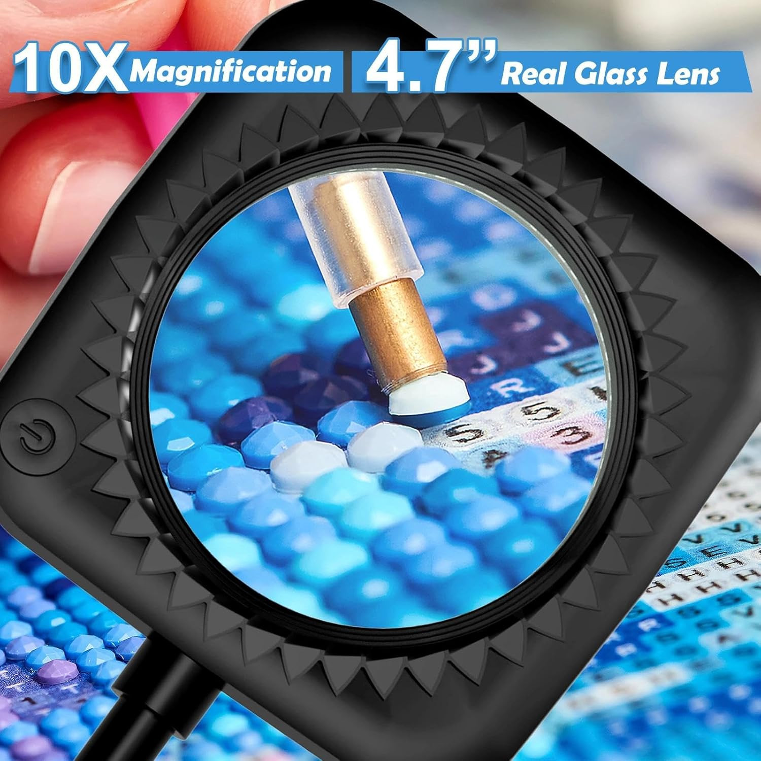 10X Large Floor Magnifying Glass with Light and Stand, 54 LED Flexible Gooseneck