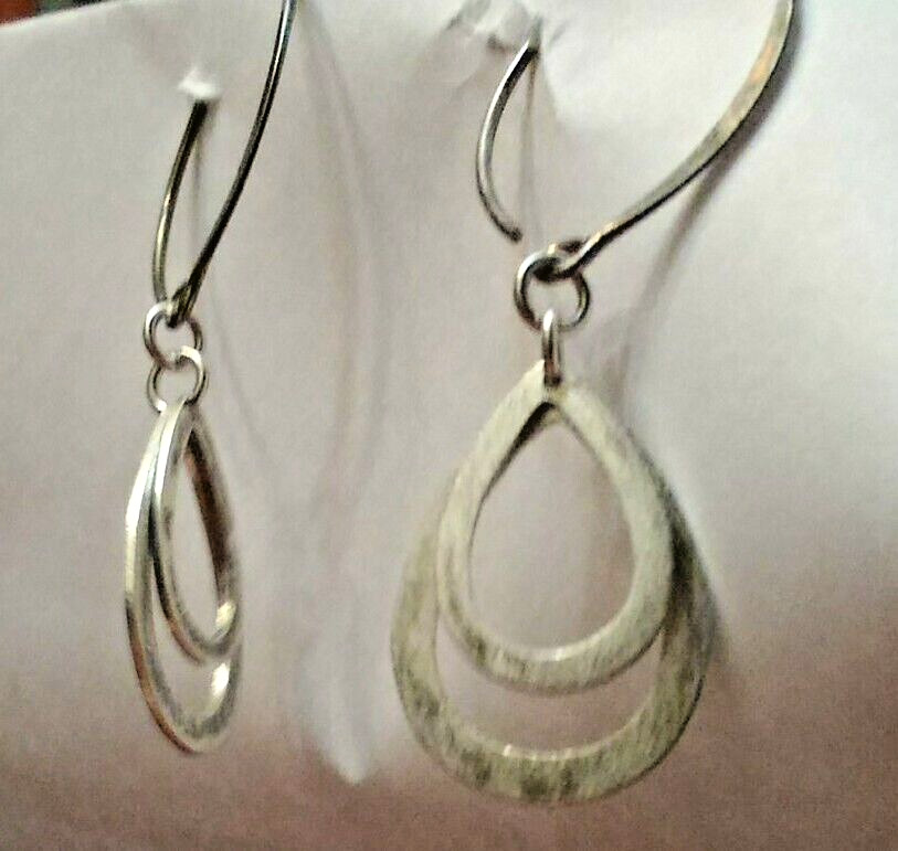Sterling Silver Dangling Earrings, 925e.com W: 5⁄8 inches H: 2 1⁄8 inches