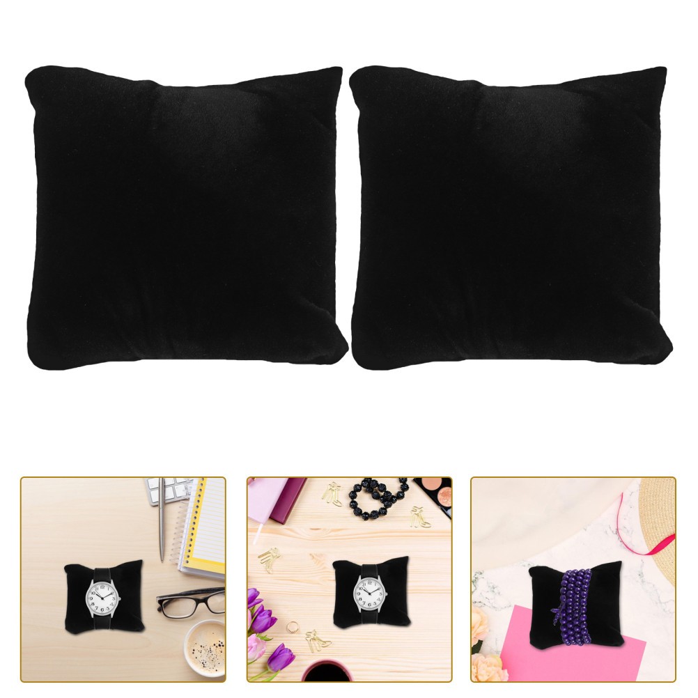 10Pcs Soft Velvet Watch Holder Pillows for Jewelry Display Black Cushions