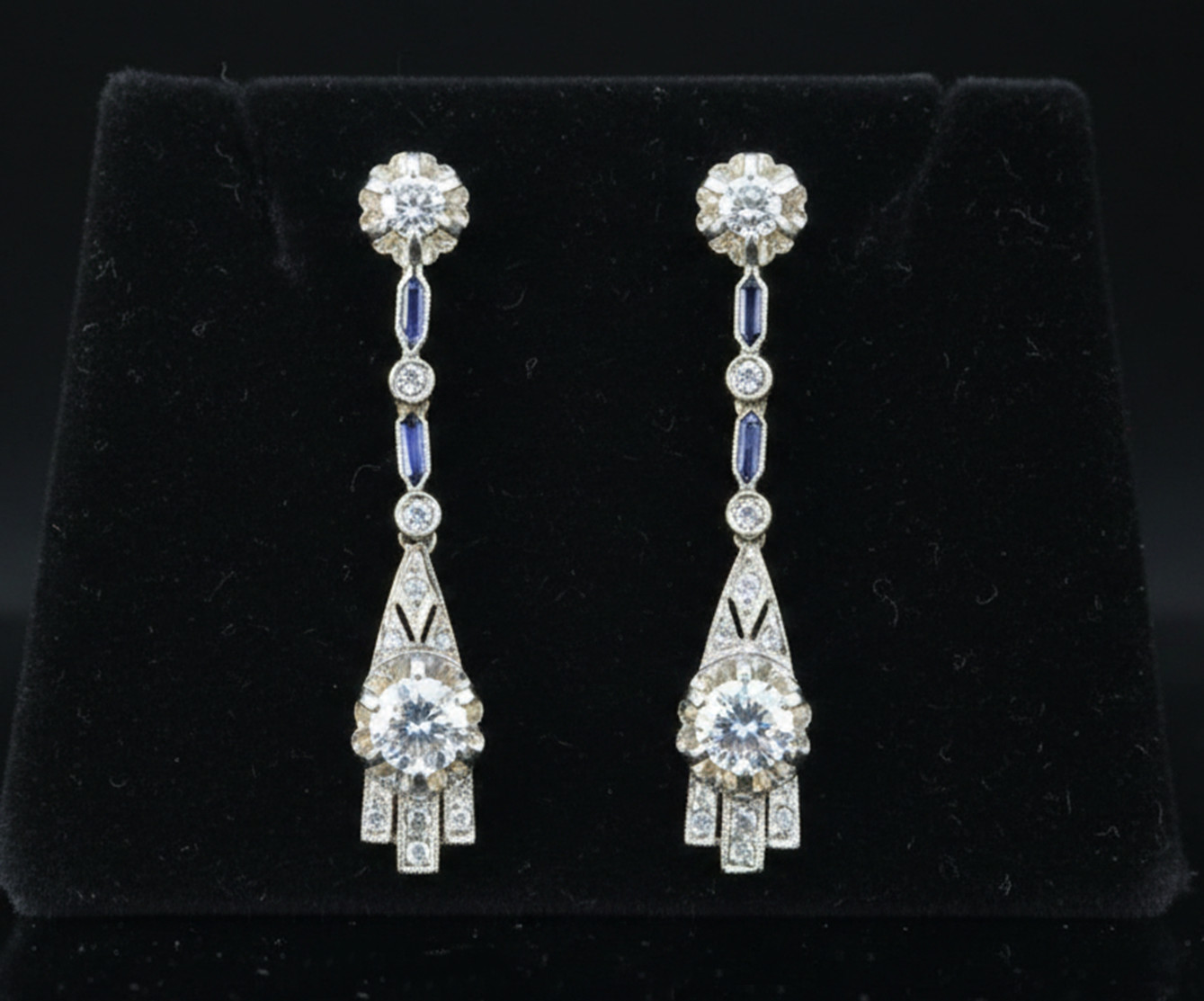 Round Lab Created Diamond 14K Gold Antique Inspired Wedding Dangle Drop Earrings