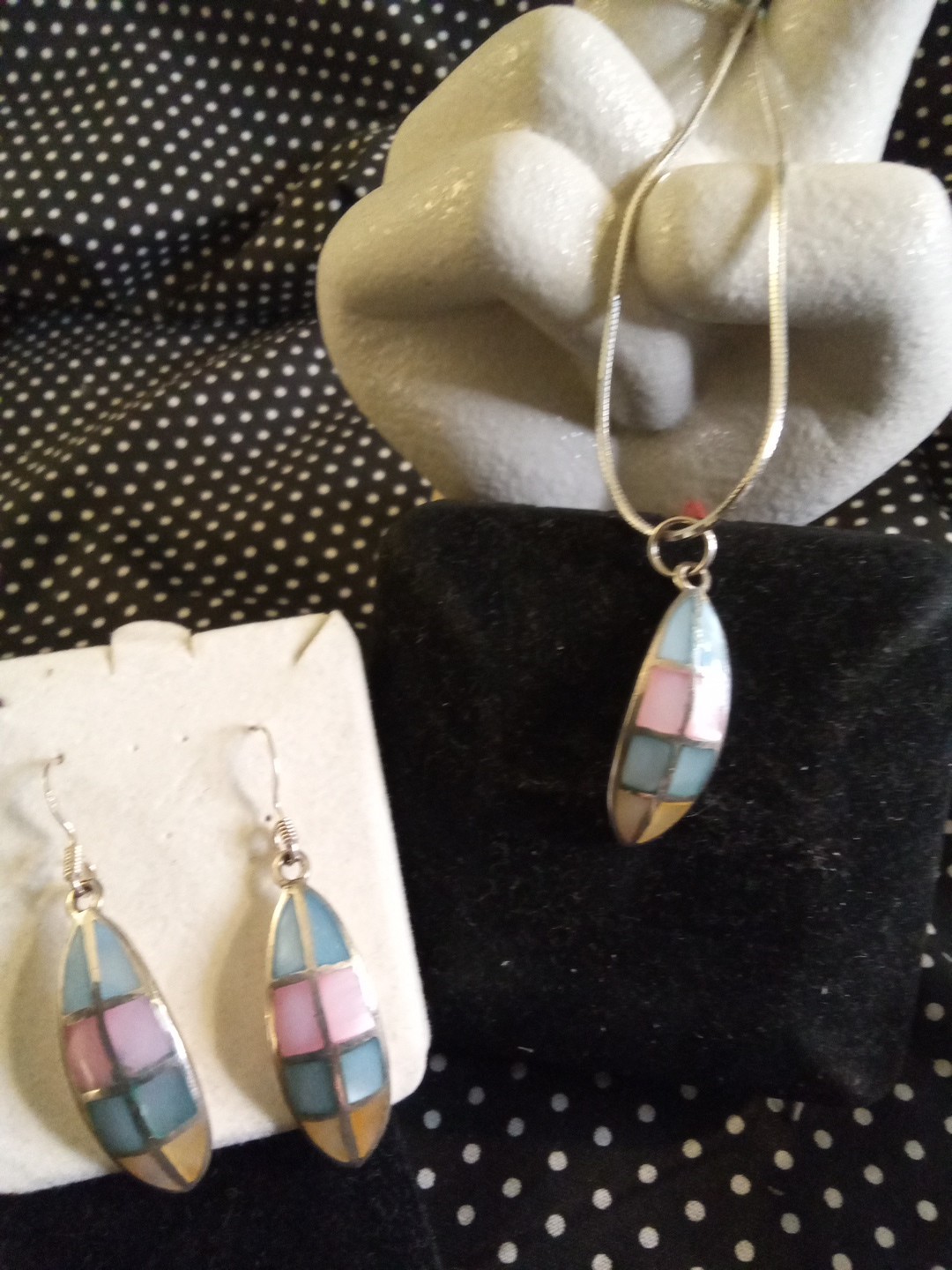 sterling silver necklace and earring set 925