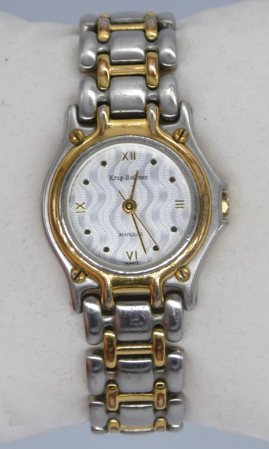 KRUG BAUMEN Marquis 4117KL Ladies 18CT Electroplated Two Tone Slim Quartz Watch