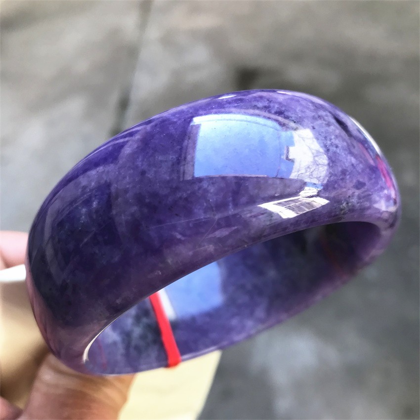 63.5MM Natural Ice Lavender Jadeite Jade Bracelet Burma Wide Jade Bangle