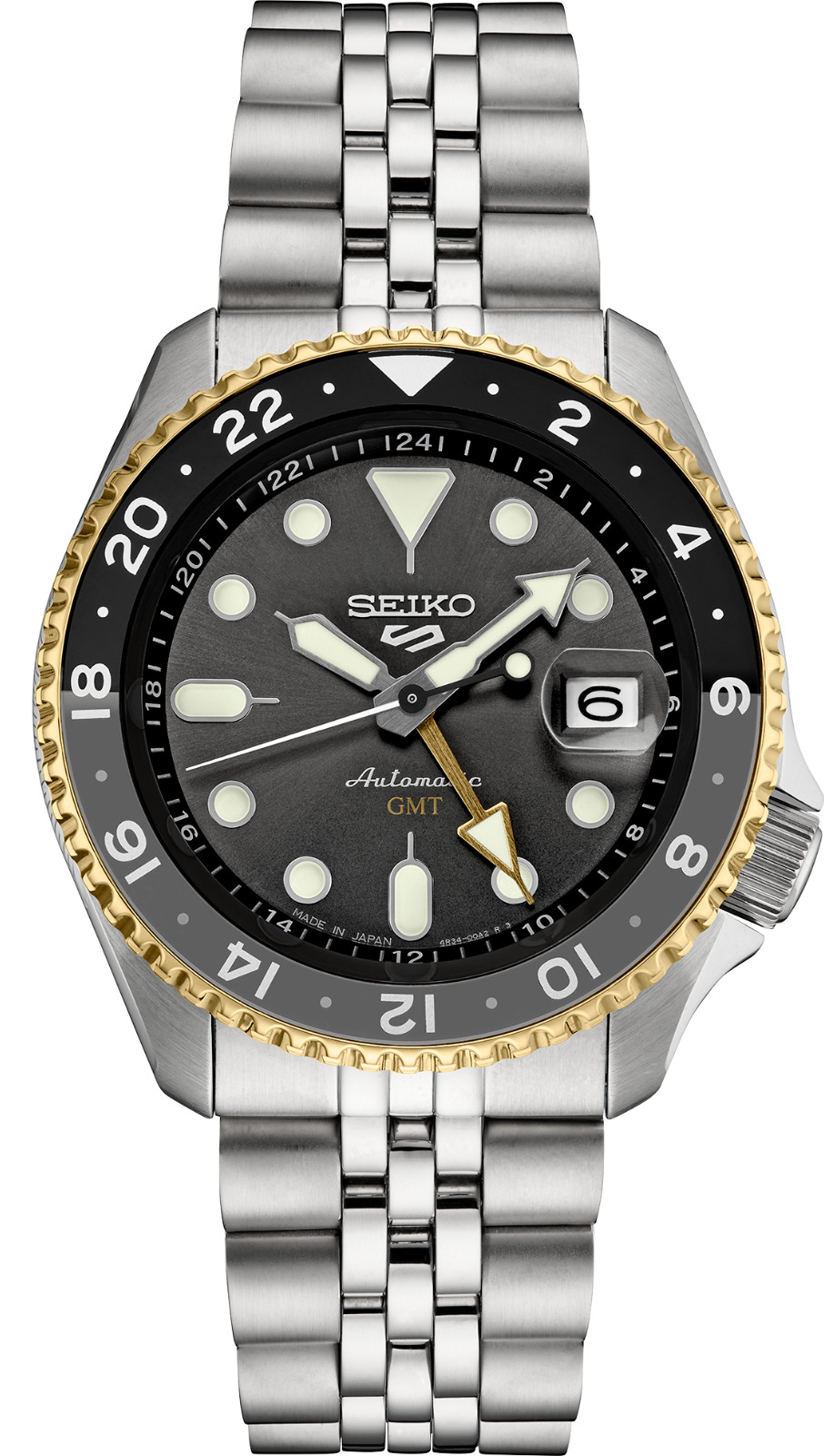 New Seiko 5 Five Sports SKX GMT Automatic Men’s Watch 100m Black Dial SSK021
