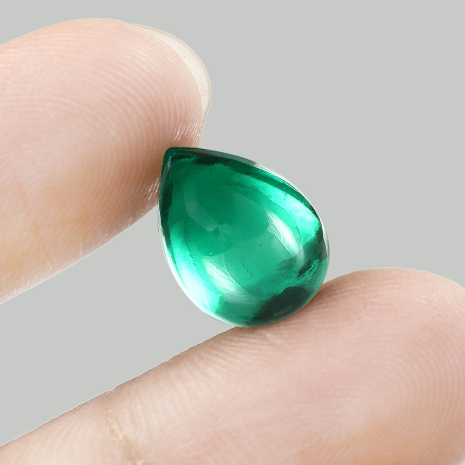 Flat Back Nanocrystal Emerald Pear Cabochon Lab Created Gemstone-(4×5-20x25mm)