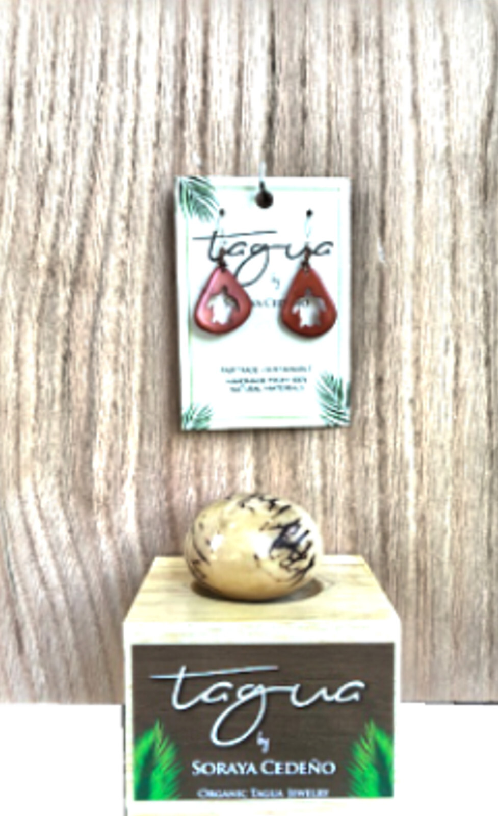 Tagua Nut Jewelry By Soraya Cedeno, Earring, Coastal Turtle, Poppy Coral