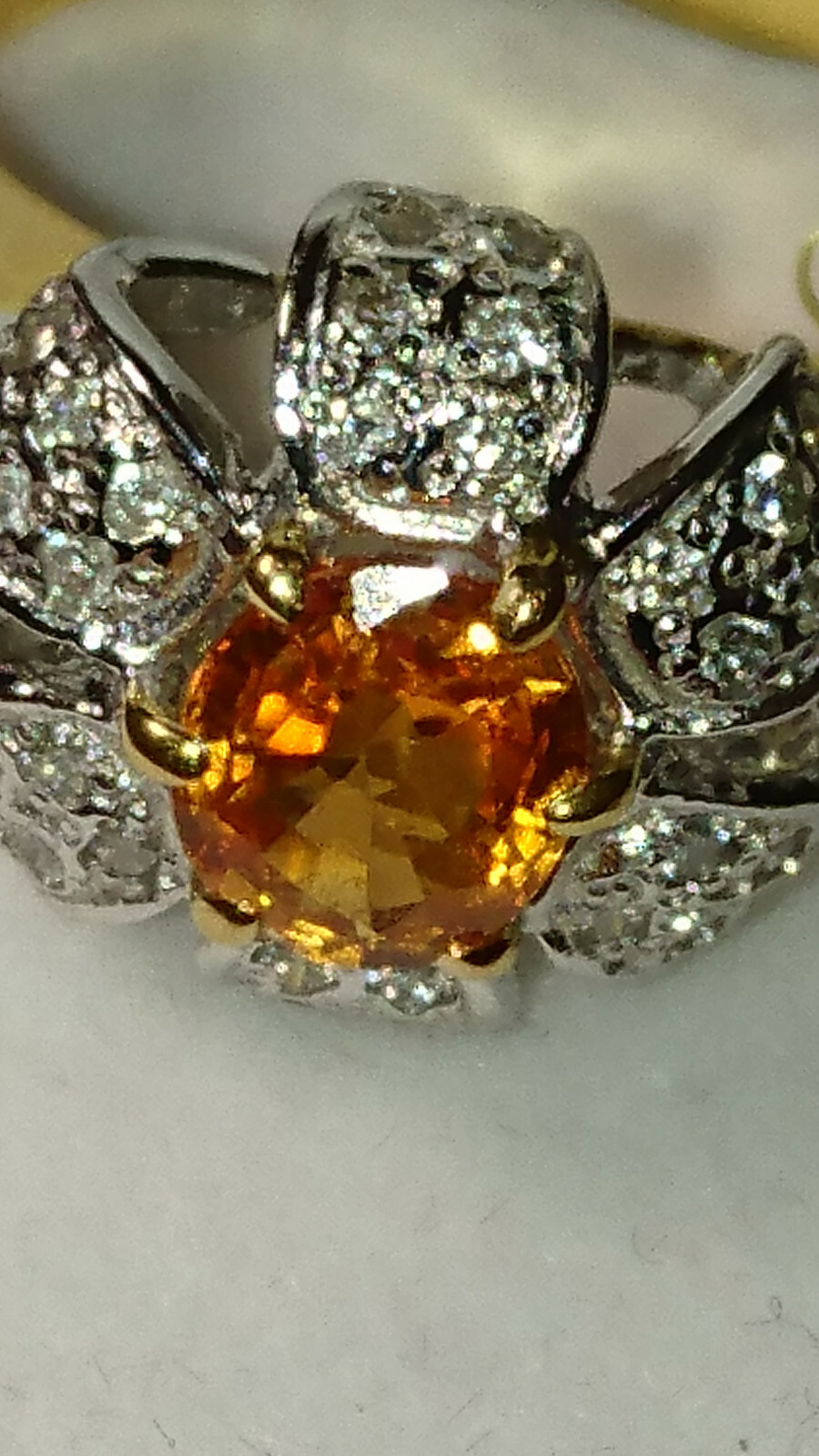60 BRILLIANT Excellent!!!! Ladies gold ring 585 with sapphire!, size 16.5-17