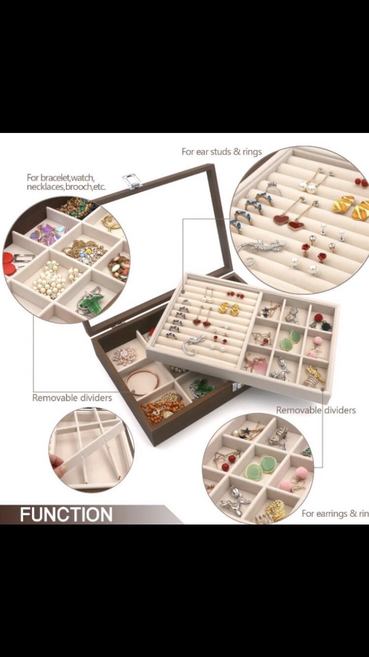 Kloud city Wood Grain Jewelry Box,Jewelry Display Case, Jewelry Displ Organizer