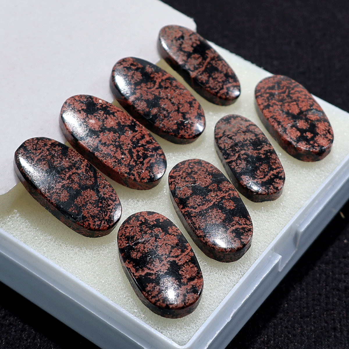 Cherry Blossoms In Lava~ 8 PC Natural Flower Obsidian 28mm-30mm Oval Cabochons