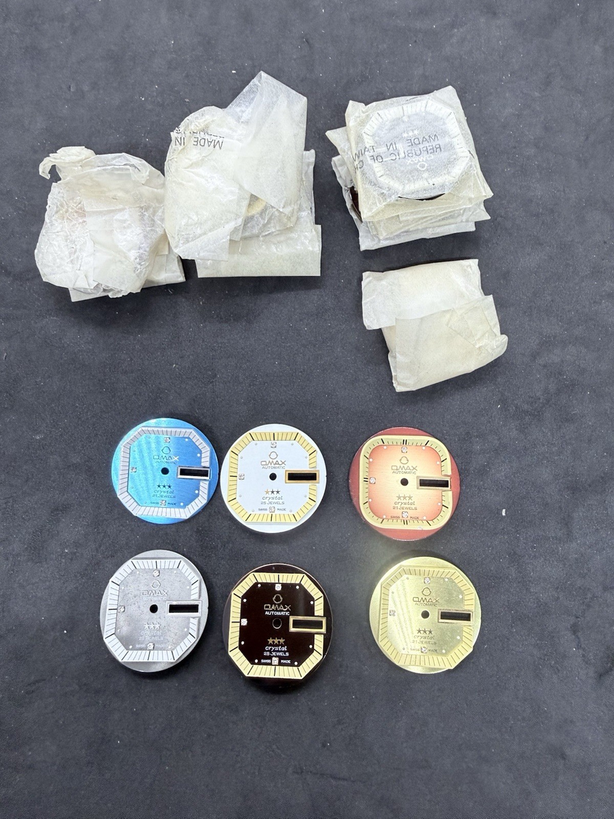 22 Mix Lot OMAX Automatic Day Date for ETA 2879 Ø 28,5 mm watch dial SWISS
