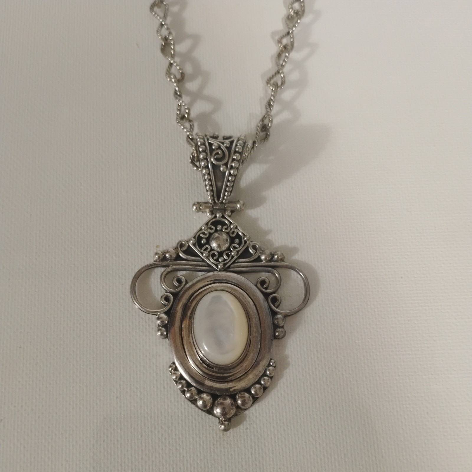 Carolyn Pollack chain BA SUARTI Sterling Silver Mother-of-Pearl Large Pendant