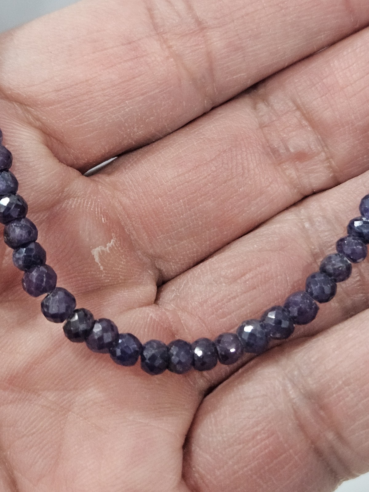 Natural Tanzanite & Aquamarine Rondelle Necklace 14k Solid Gold 4mm 45″ 35.6grms