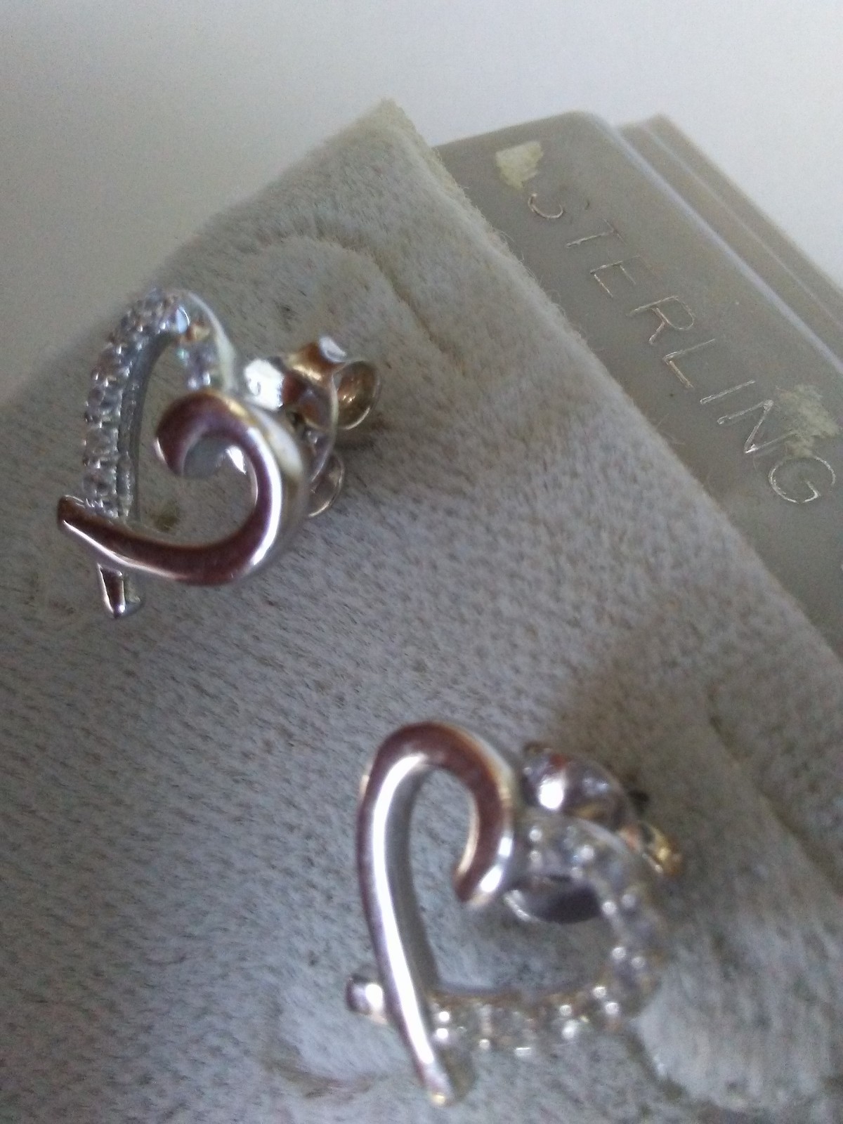 .925 STERLING SILVER Heart Earrings Micro paved cubic zirconia CZ new item