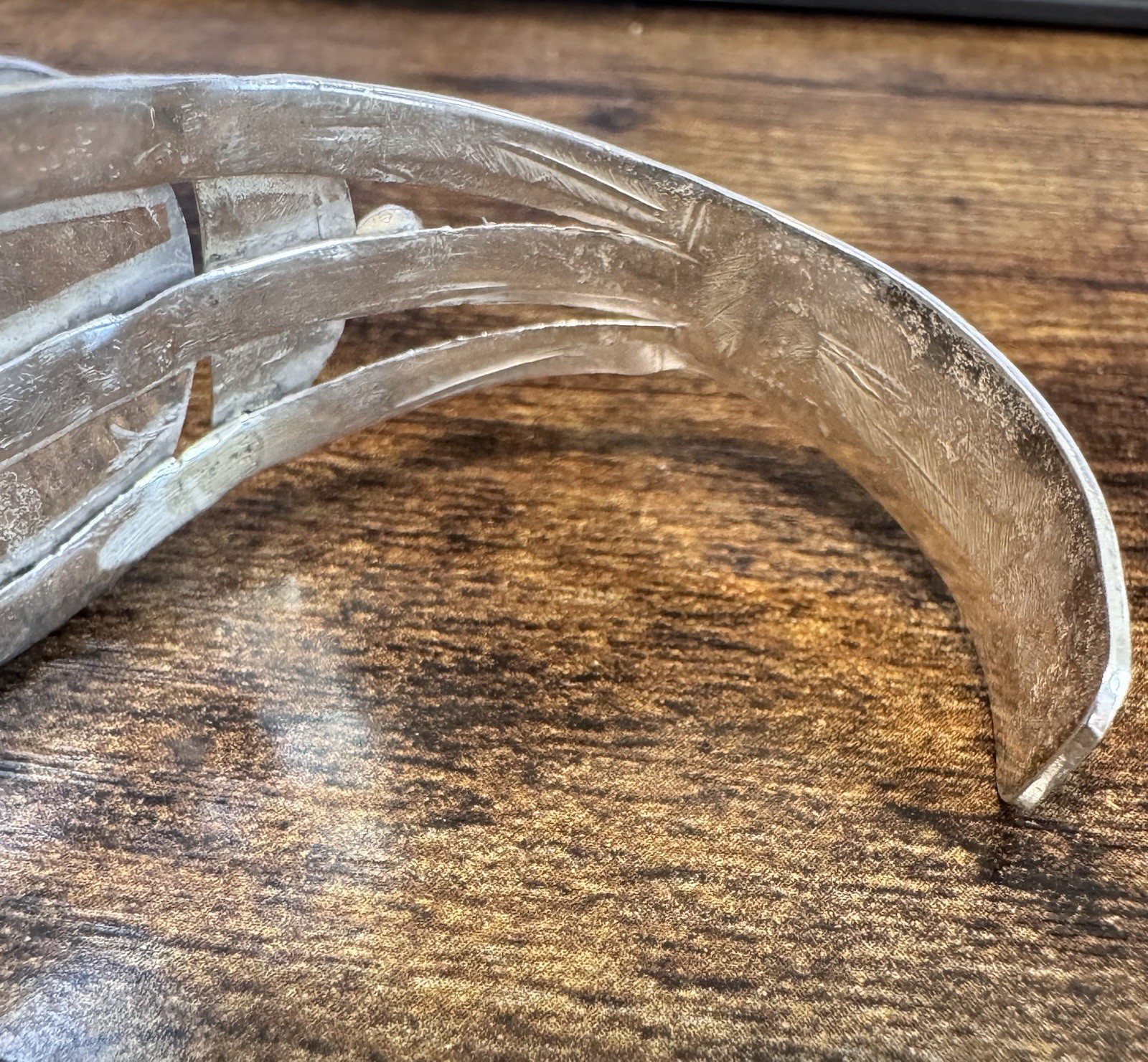 Sterling Silver Petrified Wood Cuff Bracelet – Vtg Southwestern Fred Harvey Era