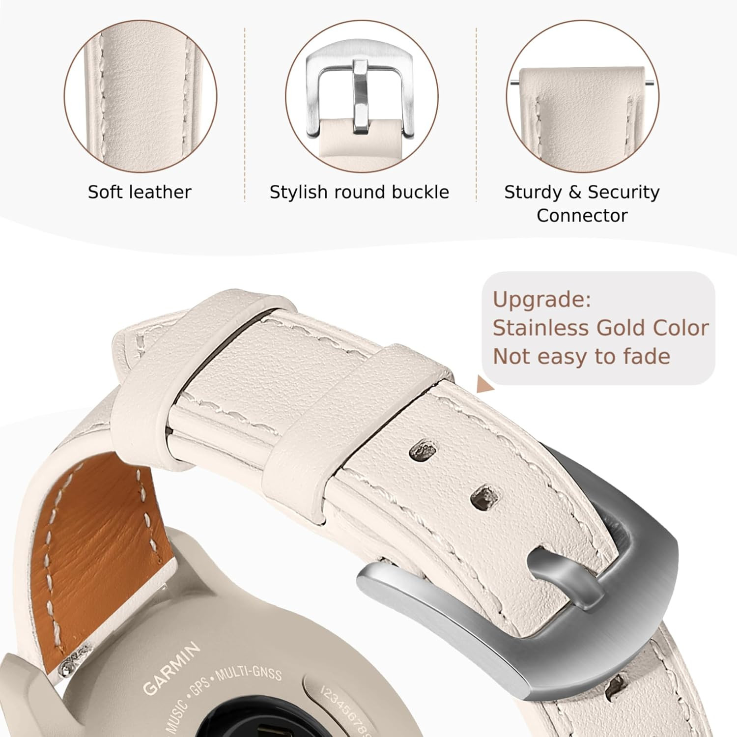 18Mm Leather Watch Band Compatible with Garmin Venu 3S 41Mm/Venu 4 41Mm/Venu 2S/