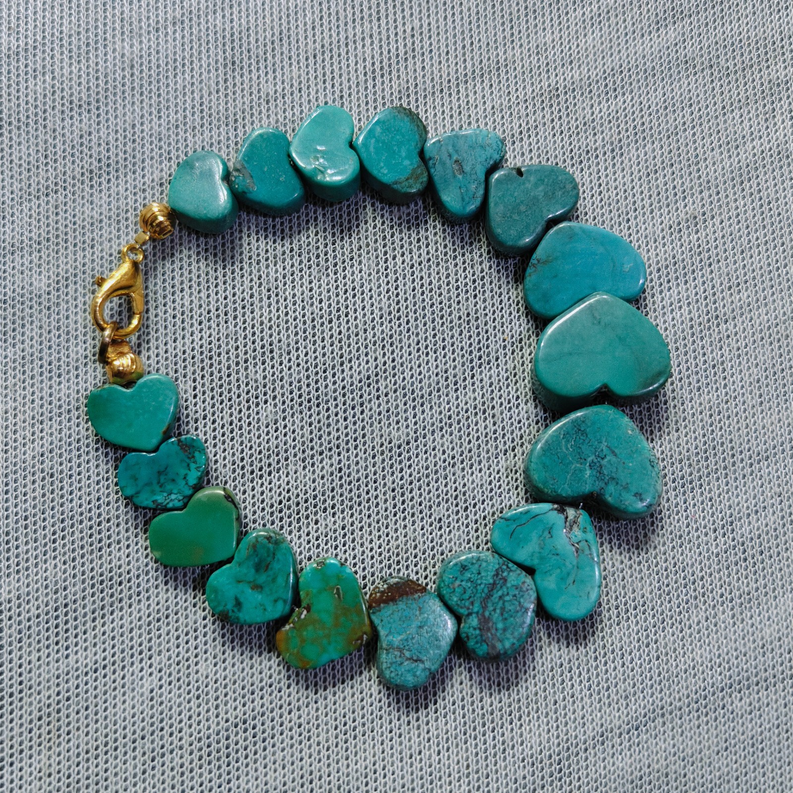 Turquoise Bracelet Gemstone Heart Shape Charm unisex Brass Handmade Jewelry