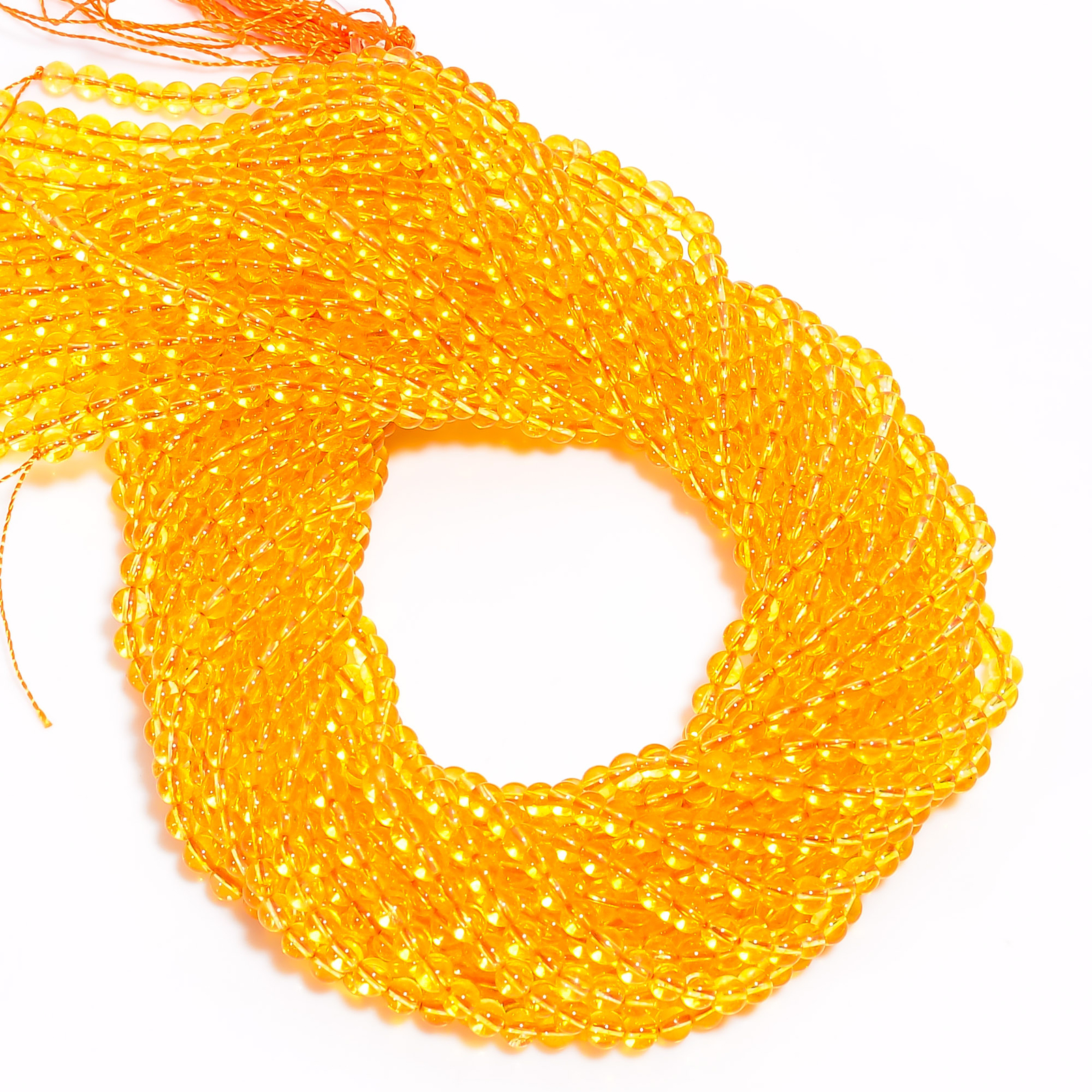 Natural Citrine Gemstone Round Shape Smooth Beads 4X4.5 mm Strand 15″ EB636