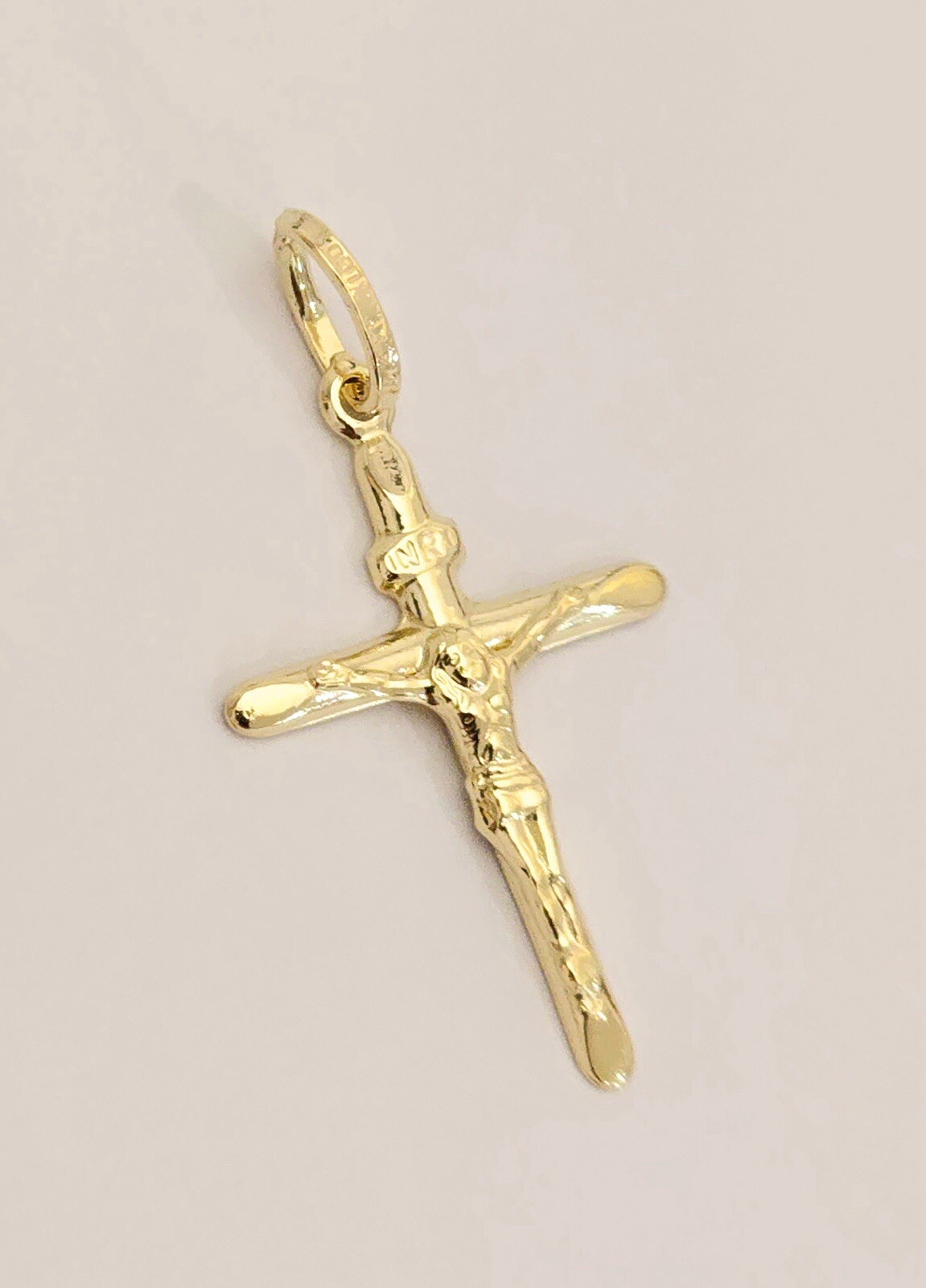 14k Solid Yellow Gold Crucifix Religious Cross INRI Pendant Necklace 18×26 mm