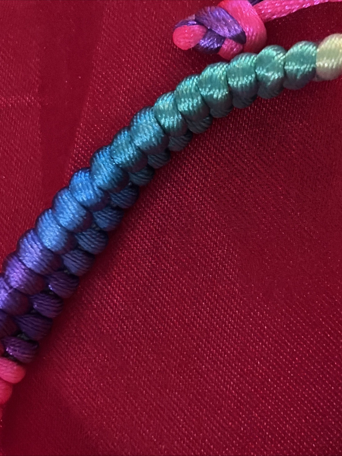 NEW COLORFUL NEON NYLON HERRINGBONE WEAVE FRIENDSHIP BRACELET ADJUSTABLE NIP