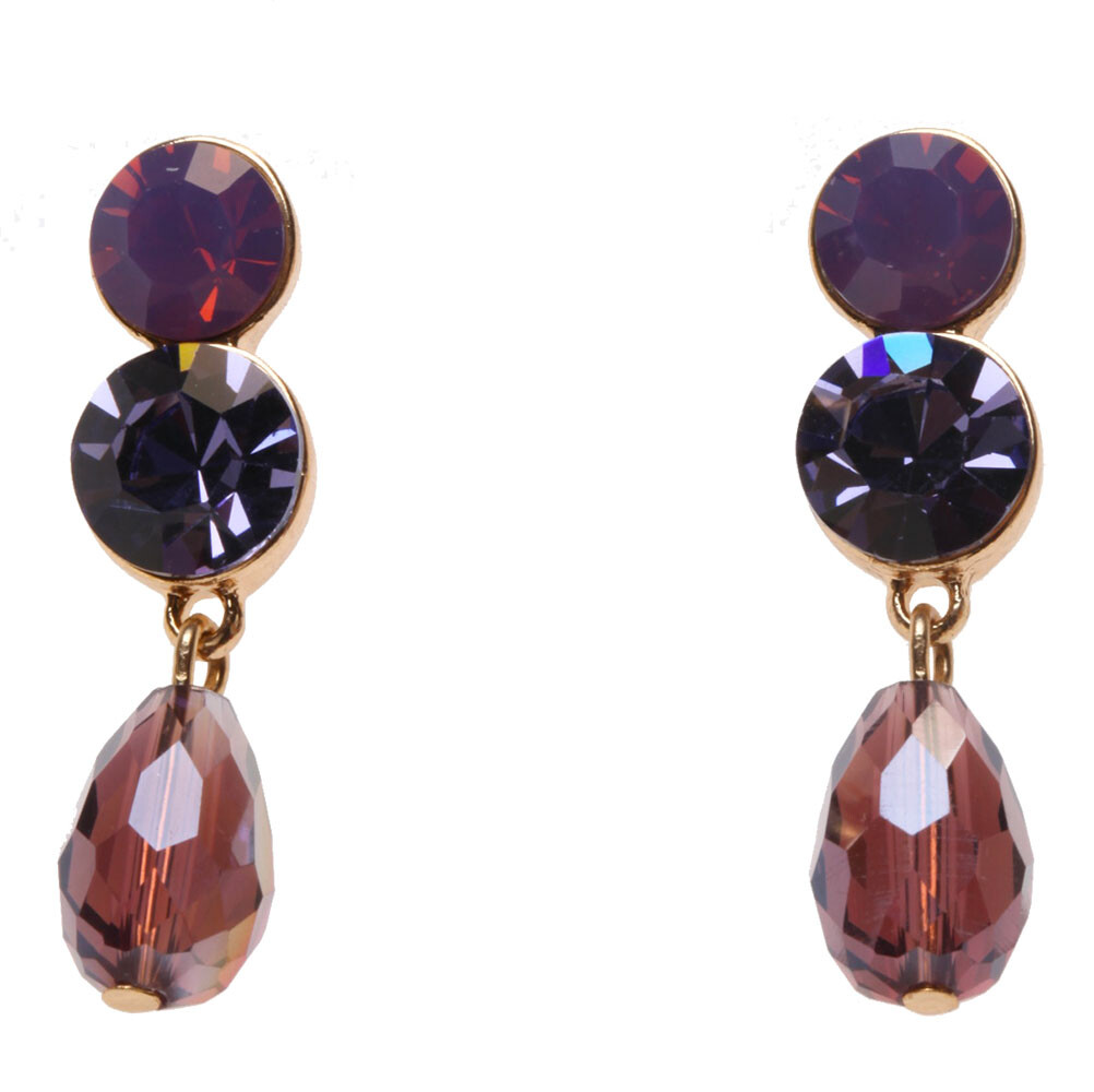 KIRKS FOLLY Crystal Wishes Carrie Pierced Earrings shades of purple – goldtone