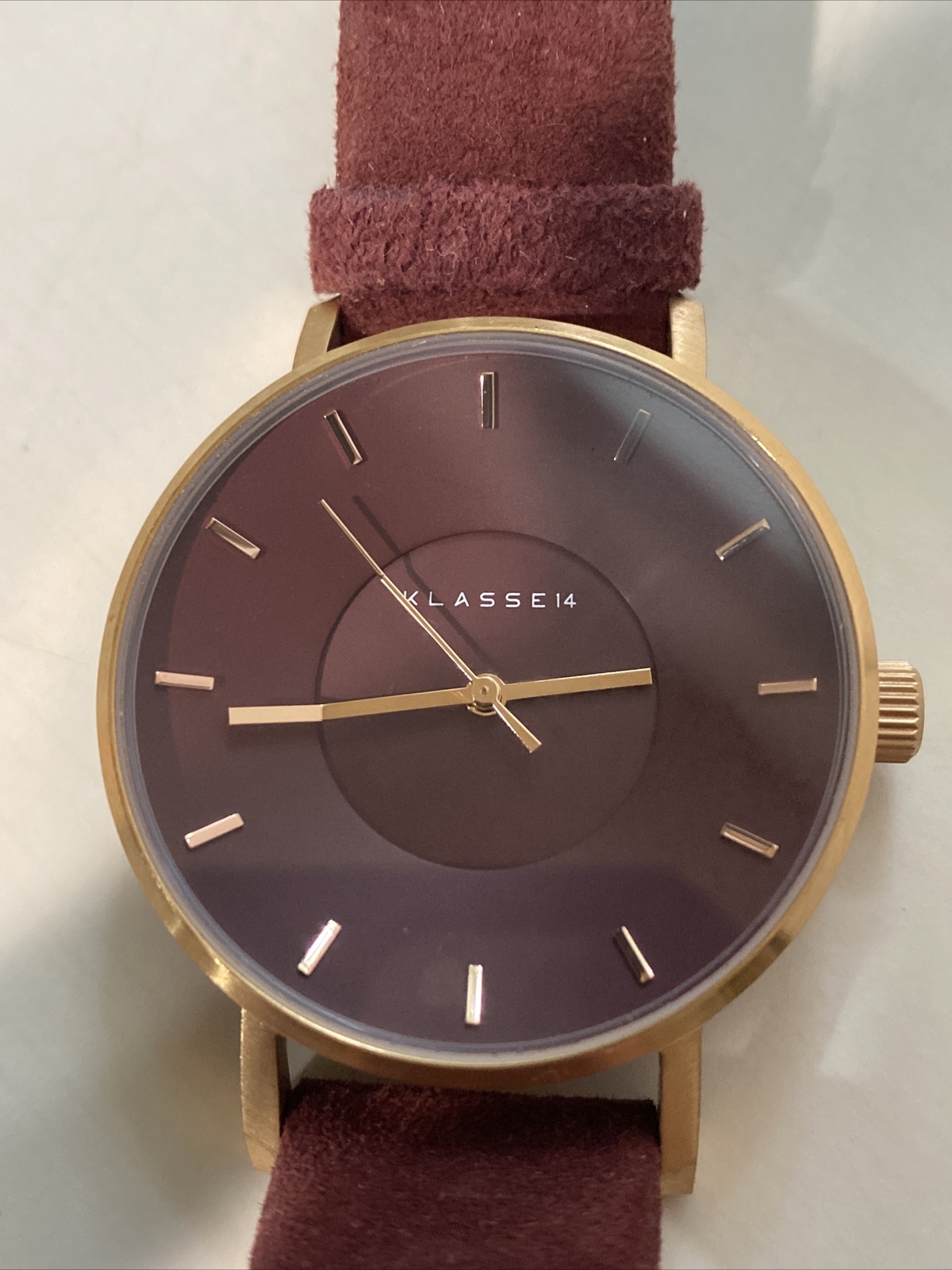 Ladies KLASSE14 Volare By Mario Nobile Watch, Rose Gold Tone Burgundy