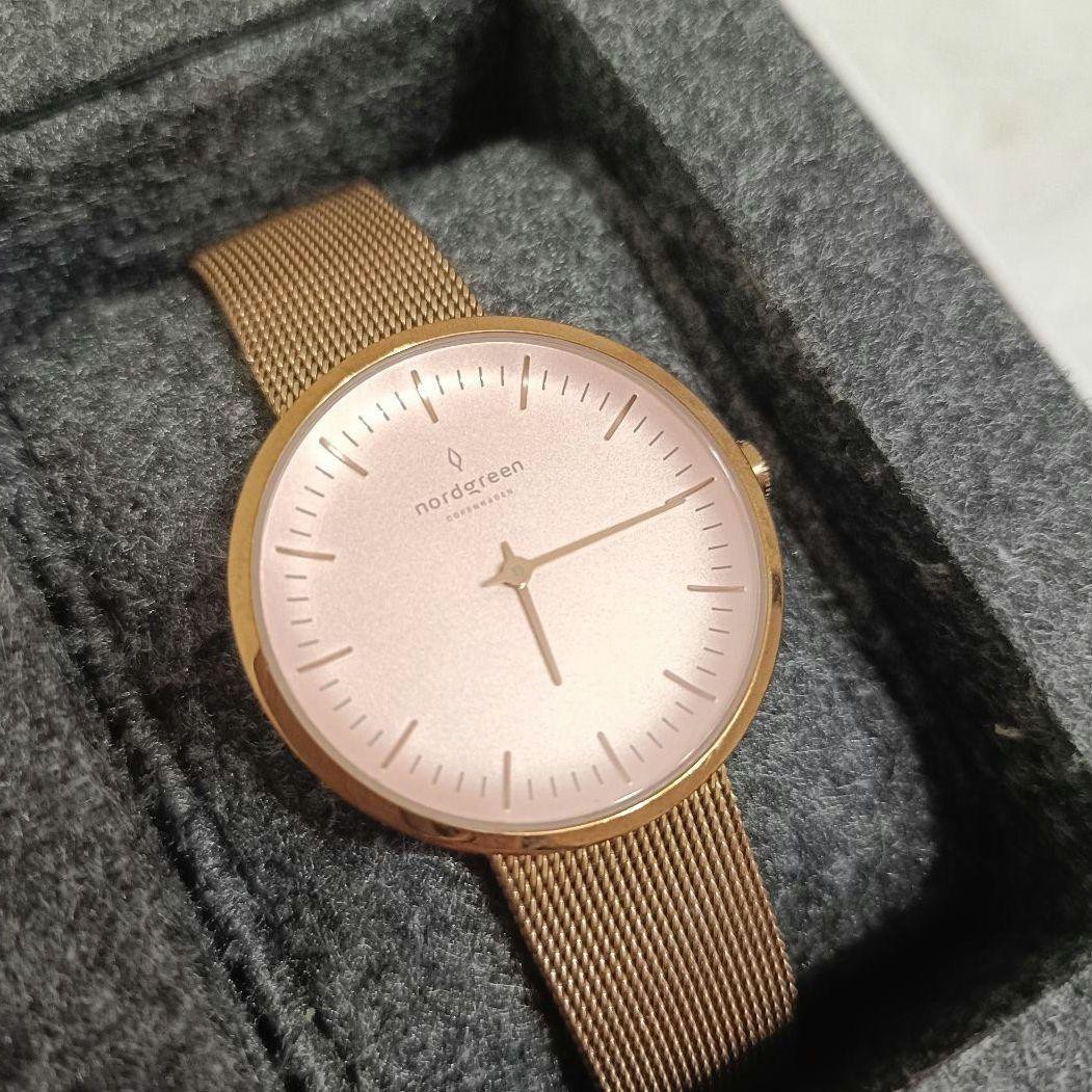 Nordgreen Infinity Watch Rose Gold 32mm Quartz Leather Band Authentic