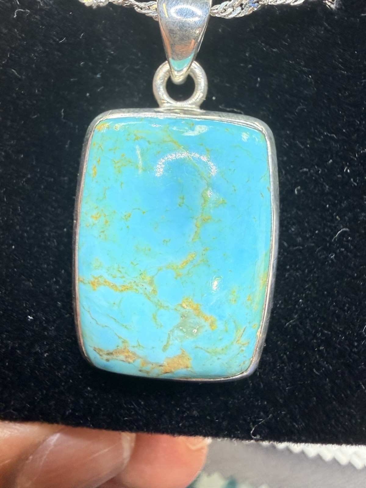 Beautiful Irani Natural Turquoise Pendant Handmade In 925 Sterling Silver
