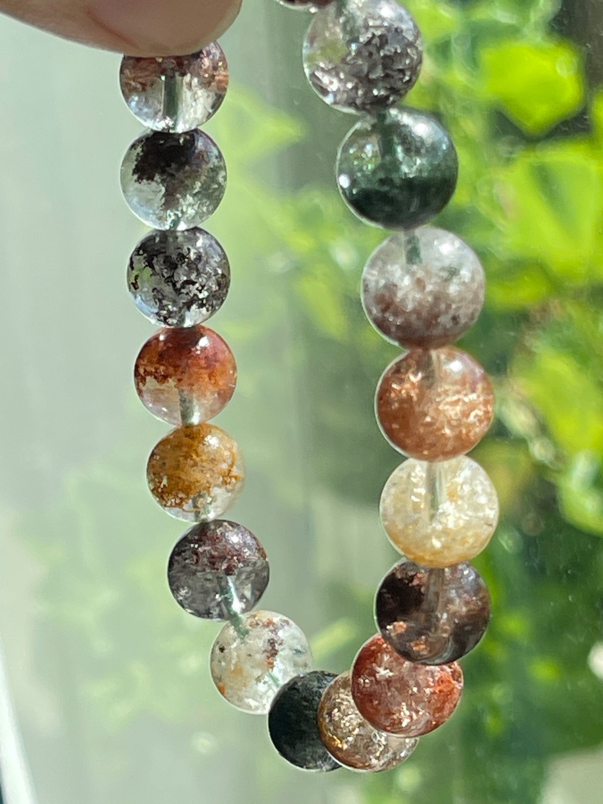 Flower Garden Quartz Bead Bracelet Top Quality Lodolite Crystal Gemstone