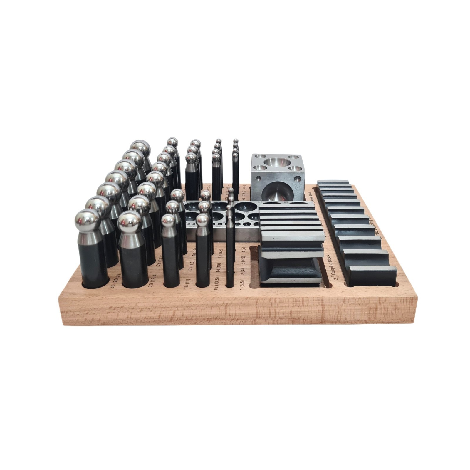 Complete Steel Metal Jewelry Dapping Doming Punch Set Wooden Base Tool ECONOMY