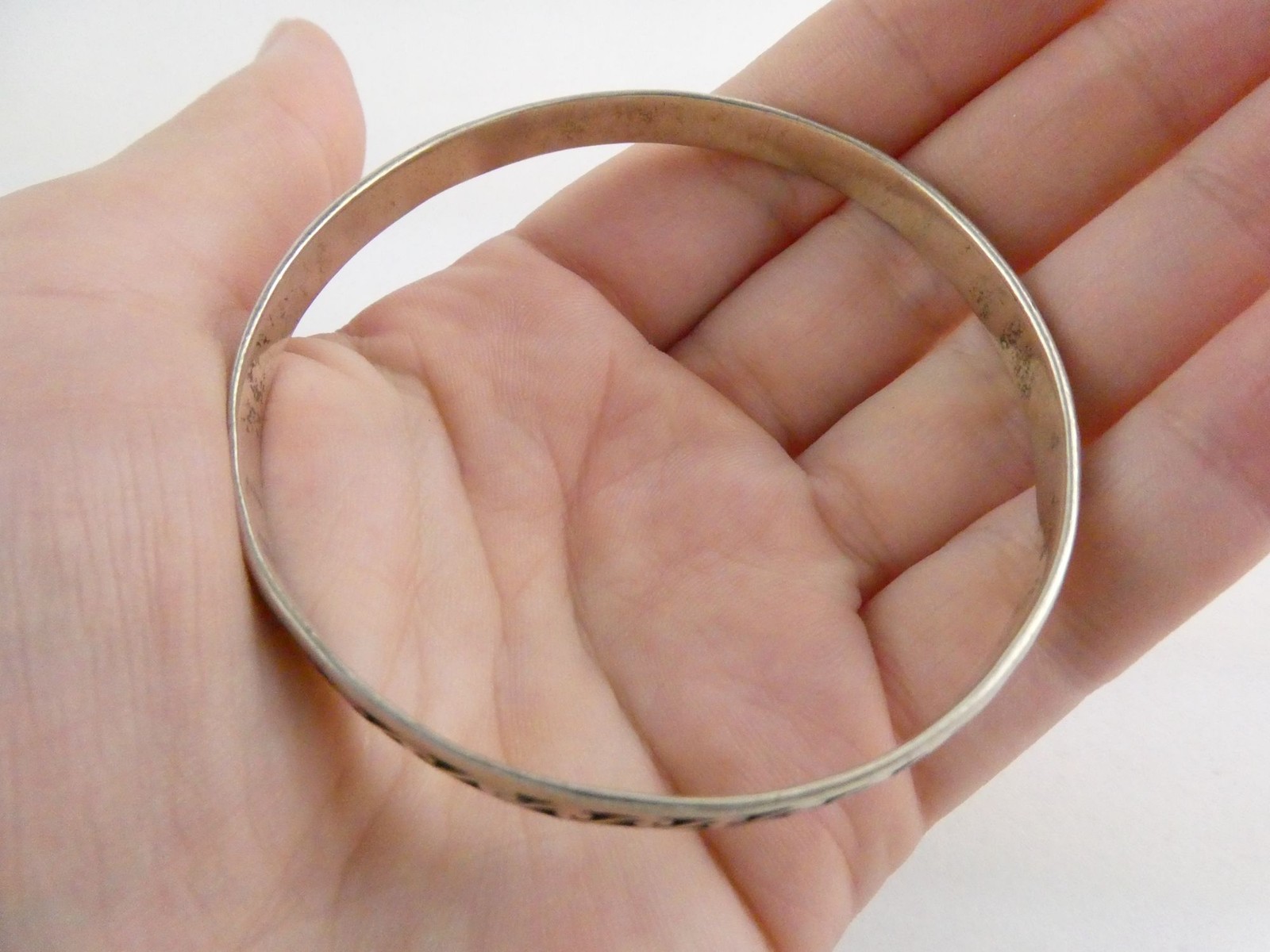 PSCL Peter Stone Sterling Silver Waves Design Bangle Bracelet 925 15.1g 8 Inches